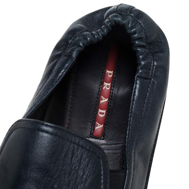 Pre Owned Prada Dark Grey Leather Sneakers Size 43