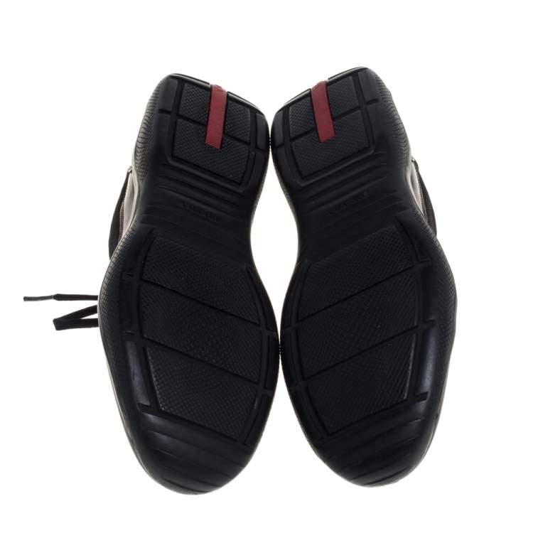 Pre Owned Prada Sport Black Leather And Fabric Low Top Sneakers Size 40
