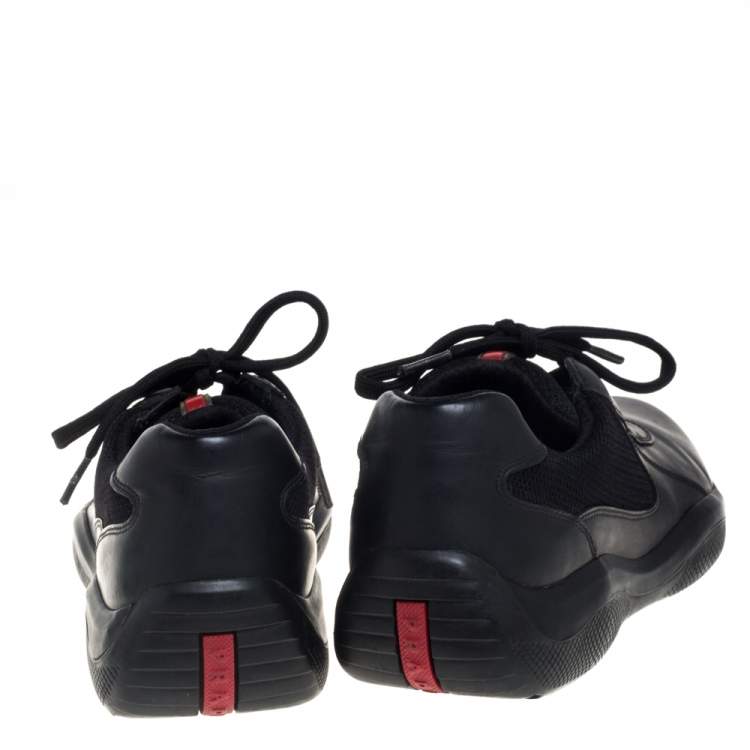 Pre Owned Prada Sport Black Leather And Fabric Low Top Sneakers Size 40