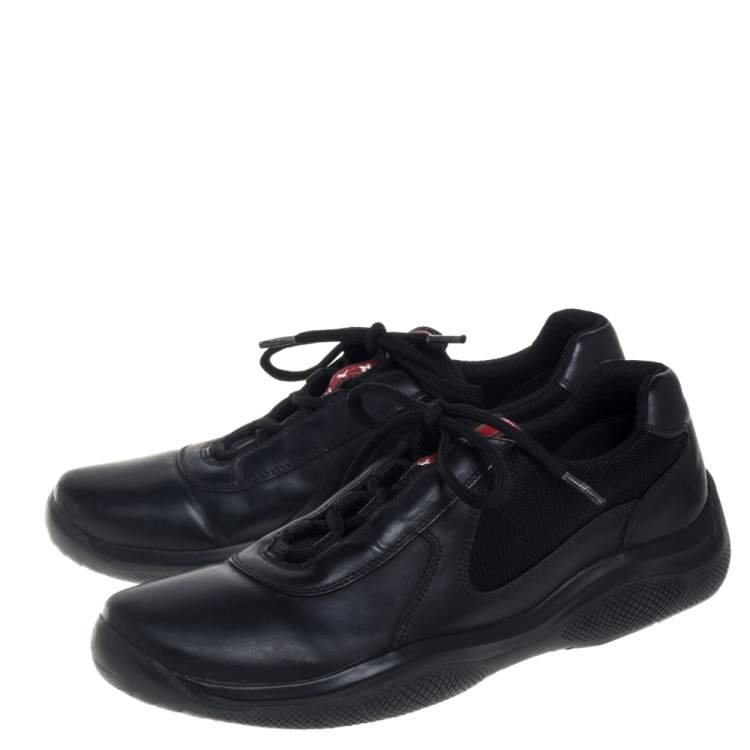 Pre Owned Prada Sport Black Leather And Fabric Low Top Sneakers Size 40