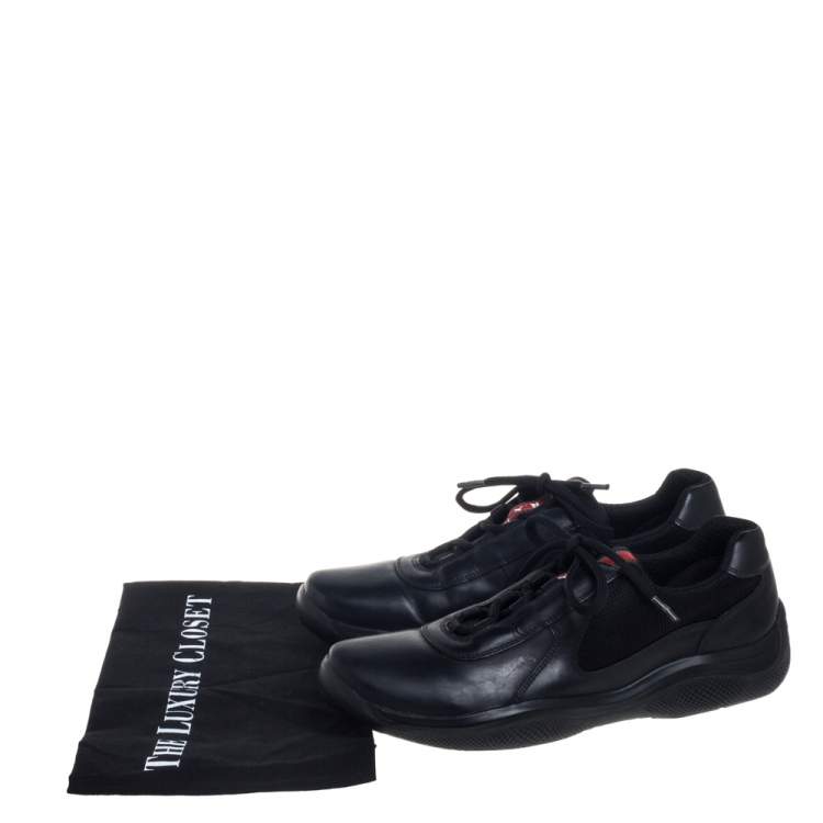 Pre Owned Prada Sport Black Leather And Fabric Low Top Sneakers Size 40