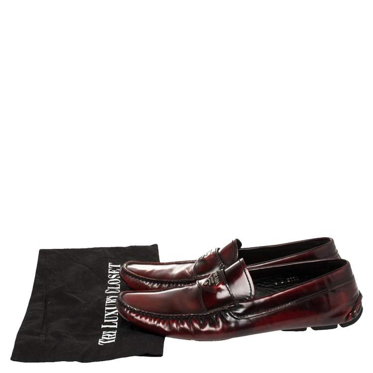 Pre Owned Prada Burgundy Leather Slip On Loafers Sze 42