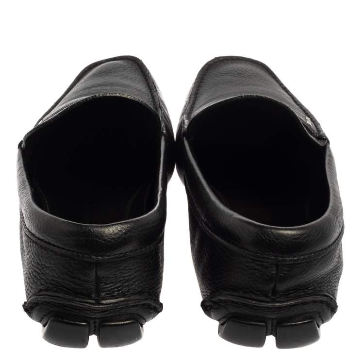 Pre Owned Prada Black Leather Penny Slip On Loafers Size 45