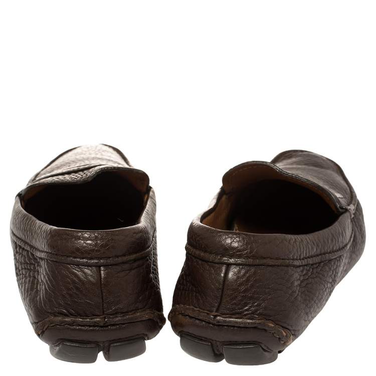 Pre Owned Prada Brown Leather Penny Loafers Size 42