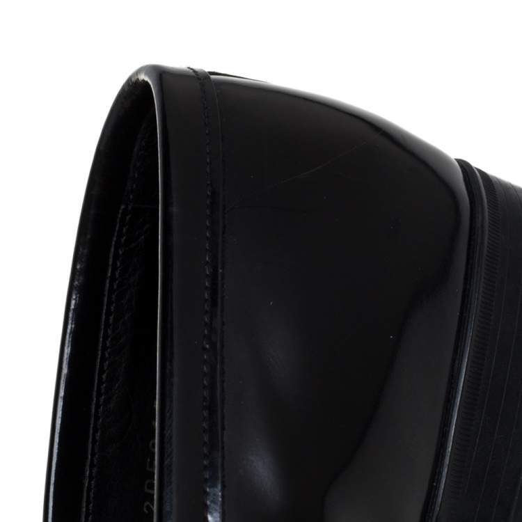 Pre Owned Prada Black Leather Slip On Penny Loafers Size 41.5 
