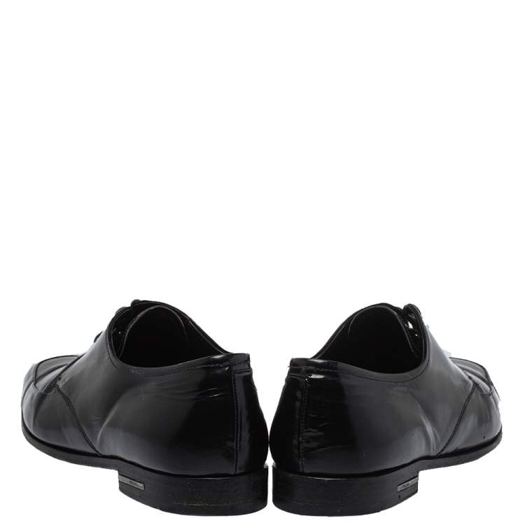 Pre Owned Prada Black Leather Lace Up Derby Size 43