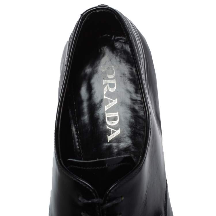 Pre Owned Prada Black Leather Lace Up Derby Size 43
