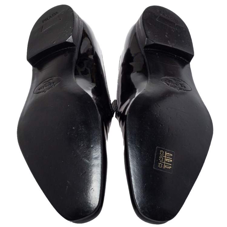 Pre Owned Prada Black Patent Leather Smoking Slippers Size 43