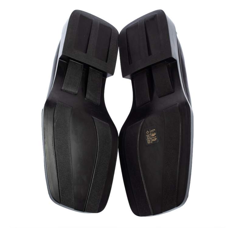 Pre Owned Prada Black Leather Platform Loafers Size 42