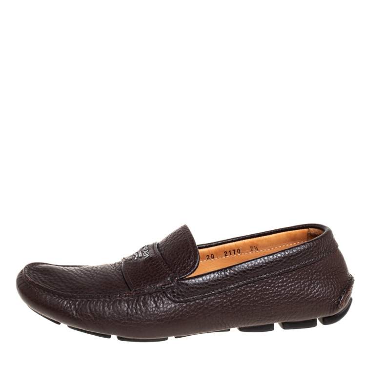 Prada Brown Leather Slip On Loafers Size  Prada | TLC
