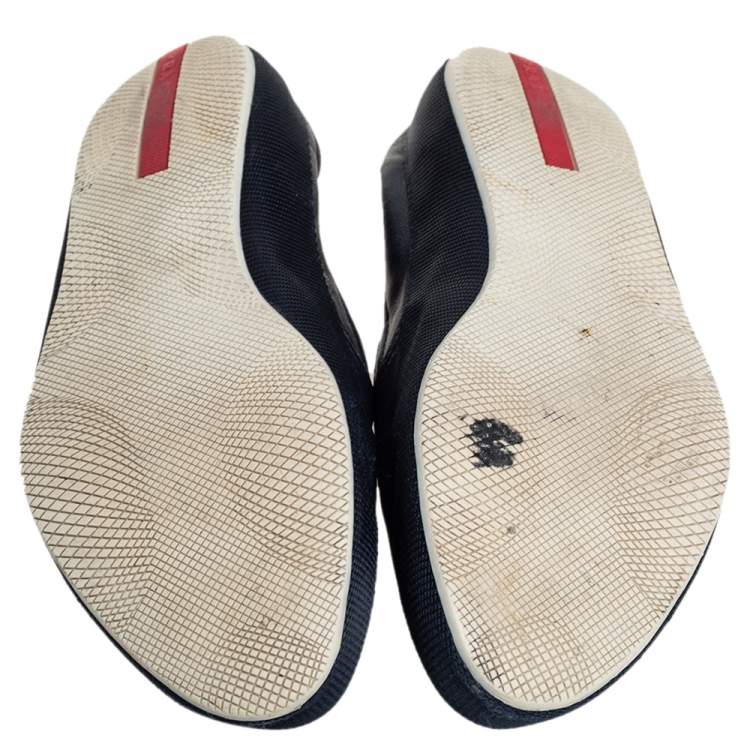 Pre Owned Prada Blue Leather Slip On Sneakers Size 43.5