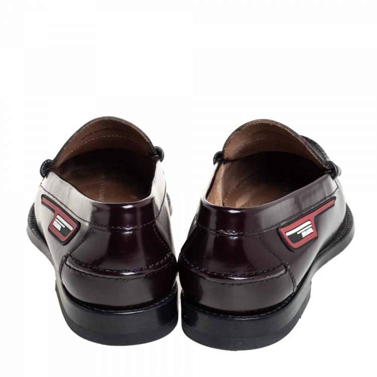 Pre Owned Prada Burgundy Leather Penny Slip On Loafers Size 40