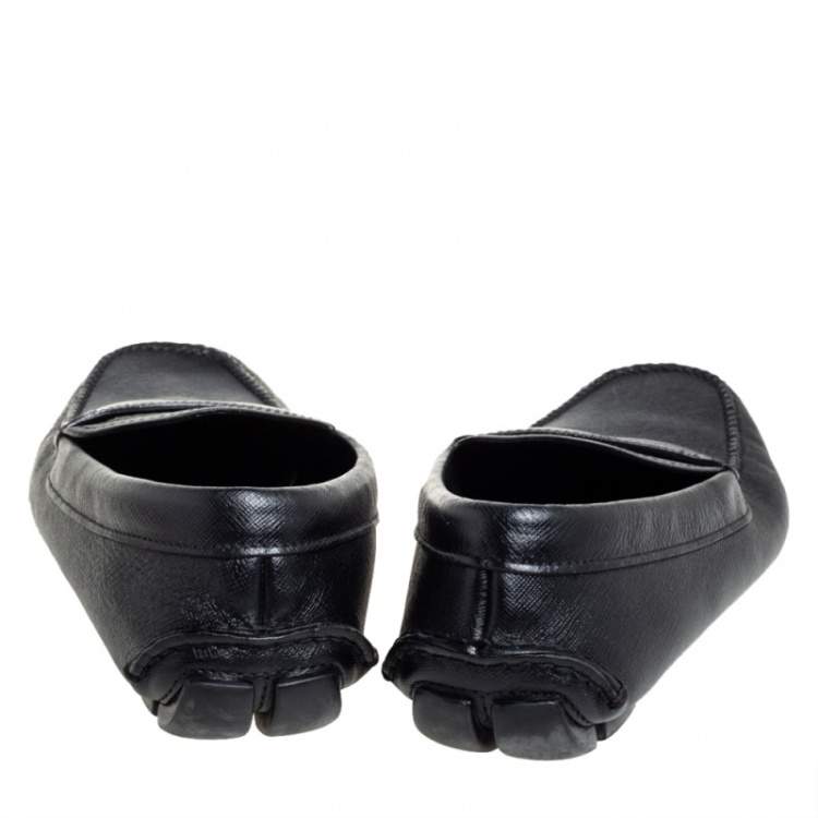 Pre Owned Prada Black Leather Driving Loafers Slze 42