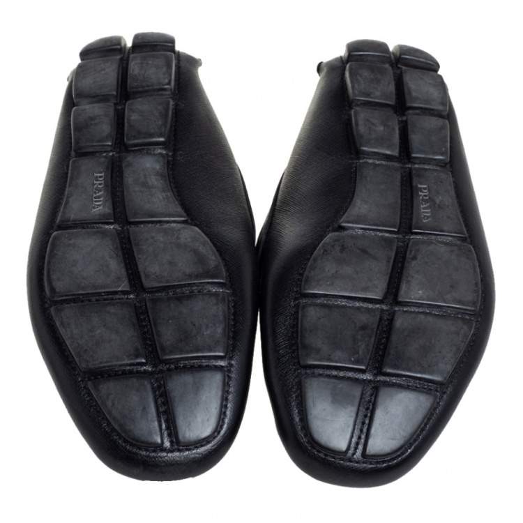 Pre Owned Prada Black Leather Driving Loafers Slze 42