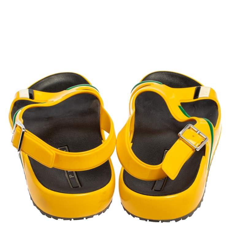 Pre Owned Prada Yellow Rubber Slingback Sandals Size 43