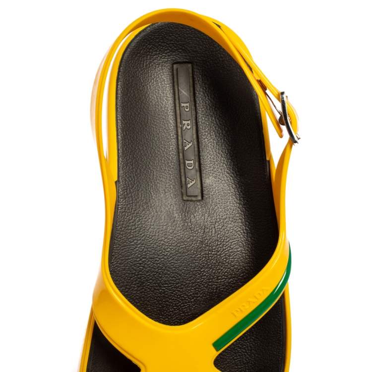 Pre Owned Prada Yellow Rubber Slingback Sandals Size 43