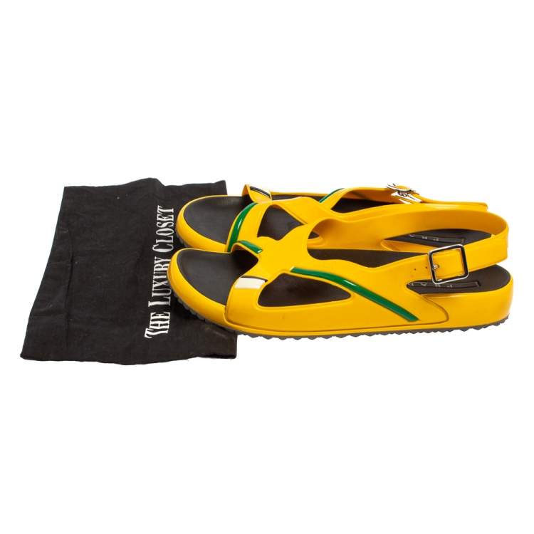 Pre Owned Prada Yellow Rubber Slingback Sandals Size 43