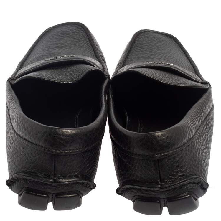 Pre Owned Prada Black Leather  Slip On Loafers Size 42