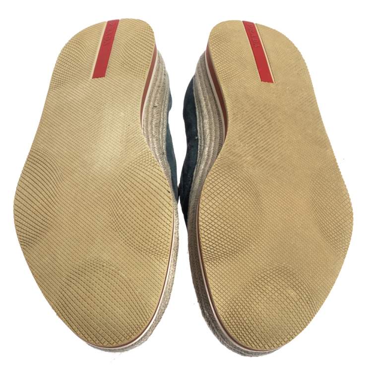 Pre Owned Prada Blue Suede Slip On Espadrille Sneakers Size 44
