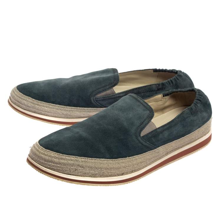 Pre Owned Prada Blue Suede Slip On Espadrille Sneakers Size 44