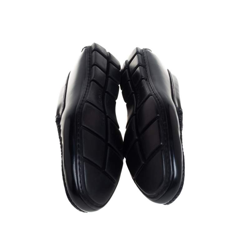 Pre Owned Prada Black Leather Slip On Loafers Size 40.5
