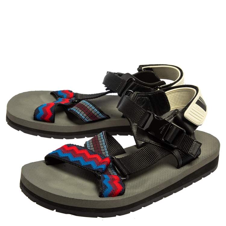 Pre Owned Prada Multicolour Fabric Teva Ankle Strap Flat Sandals Size 41