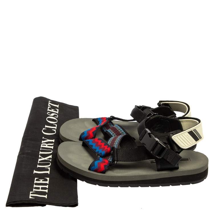 Pre Owned Prada Multicolour Fabric Teva Ankle Strap Flat Sandals Size 41