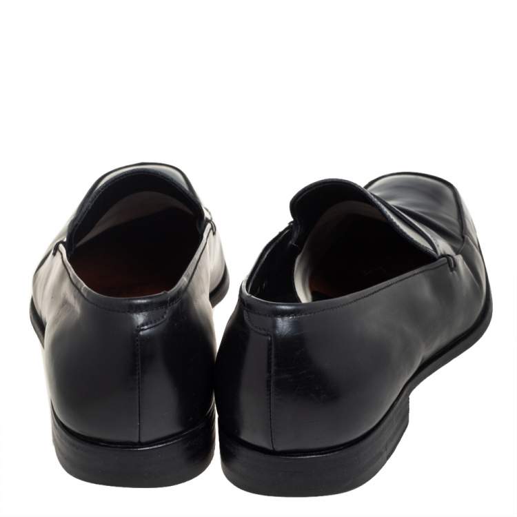 Pre Owned Prada Black Leather Slip On Loafers Size 43.5