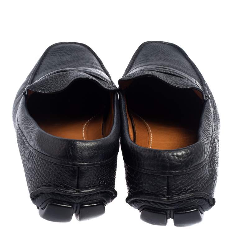 Pre Owned Prada Blue Leather Penny Slip On Loafers Size 43