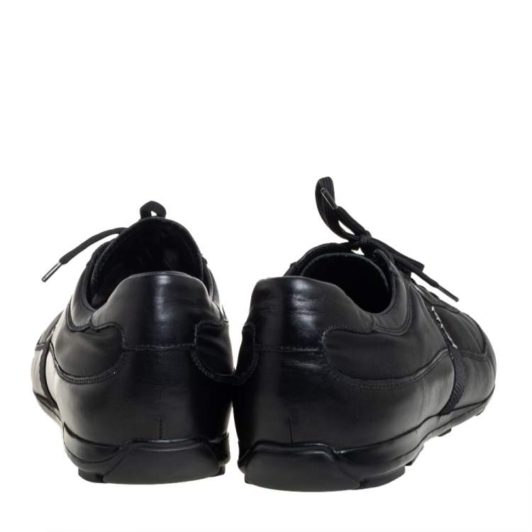 Pre Owned Prada Black Leather And Nylon Low Top Sneakers Size 42