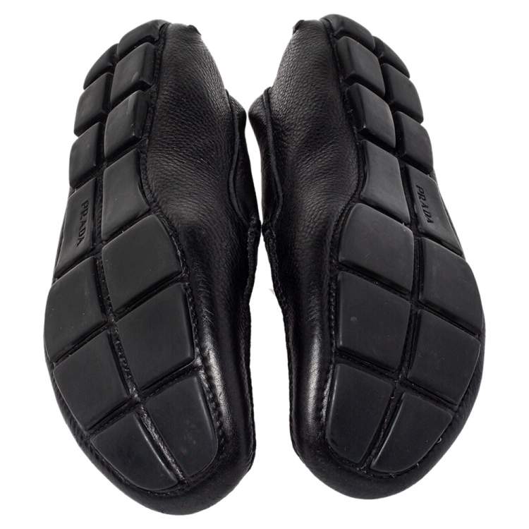 Pre Owned Prada Black Leather Driver Loafer Size 42.5 