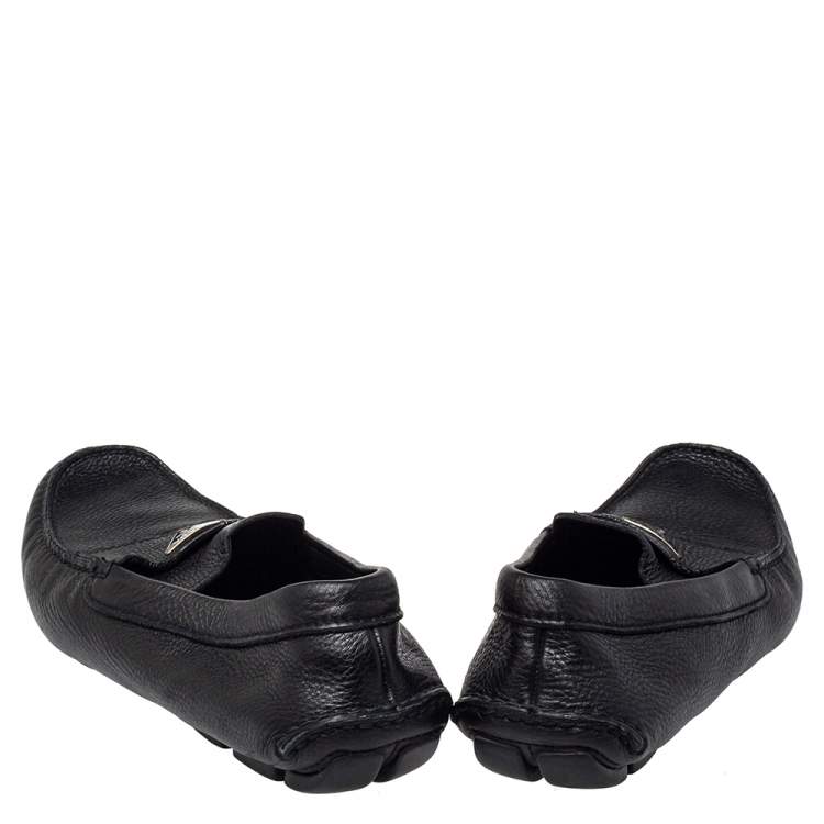 Pre Owned Prada Black Leather Driver Loafer Size 42.5 