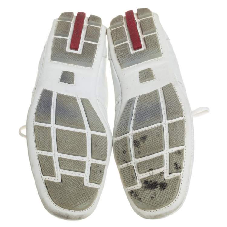 Pre Owned Prada Sport White Leather Low Top Sneakers Size 42