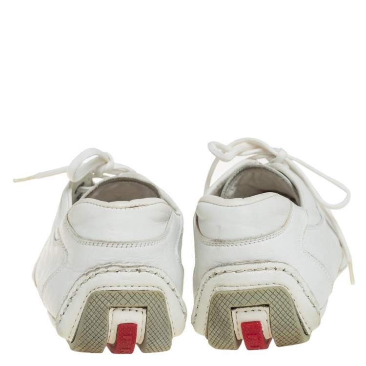 Pre Owned Prada Sport White Leather Low Top Sneakers Size 42