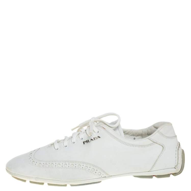 Pre Owned Prada Sport White Leather Low Top Sneakers Size 42