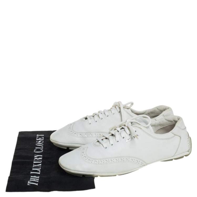Pre Owned Prada Sport White Leather Low Top Sneakers Size 42