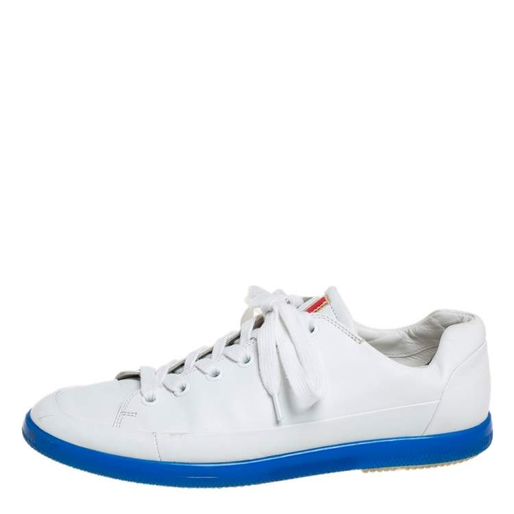 Pre Owned Prada Sport White Leather Low Top Sneakers Size 42