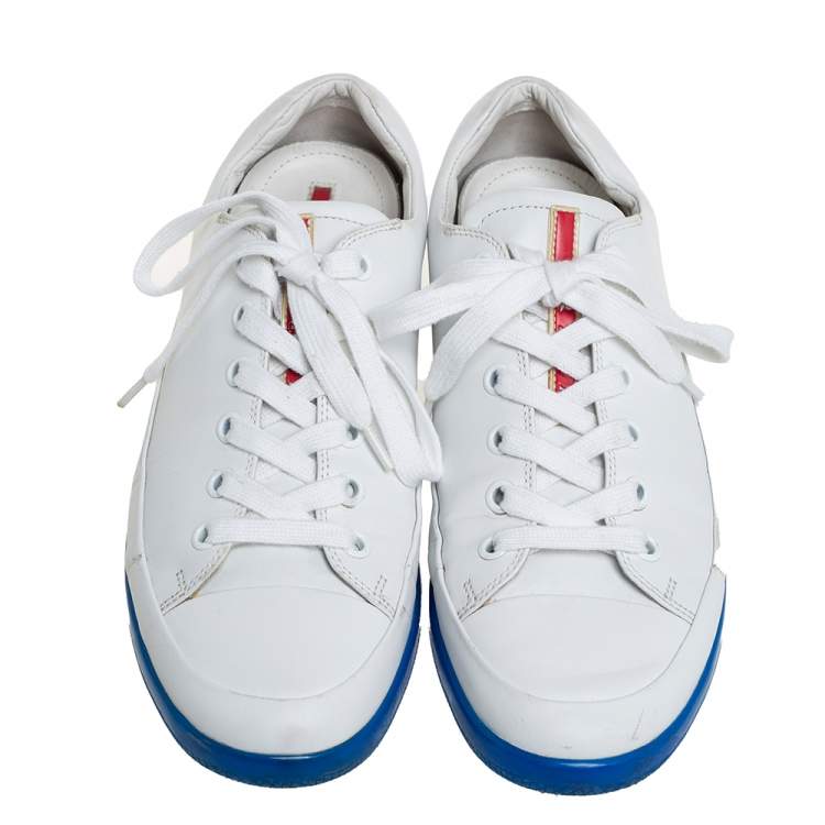 Pre Owned Prada Sport White Leather Low Top Sneakers Size 42