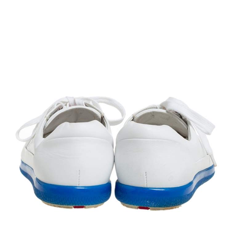 Pre Owned Prada Sport White Leather Low Top Sneakers Size 42