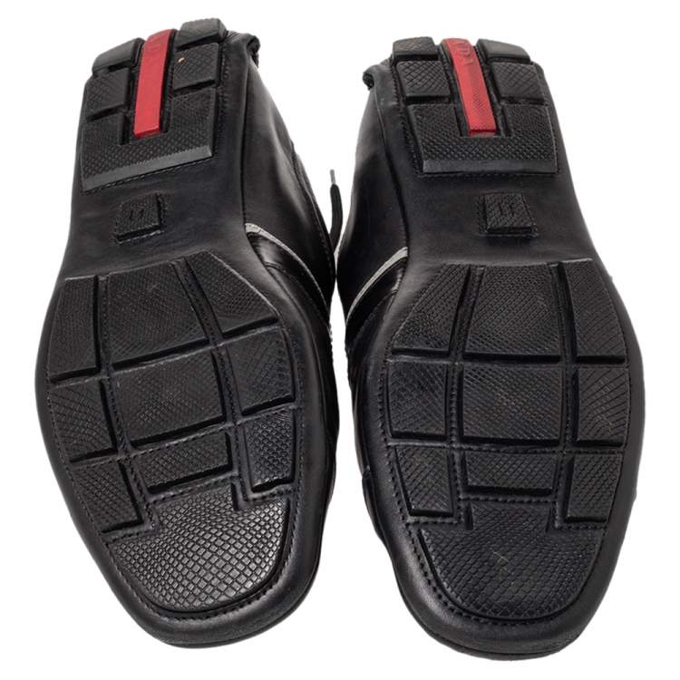Pre Owned Prada Black Leather Low Top Sneakers Size 45