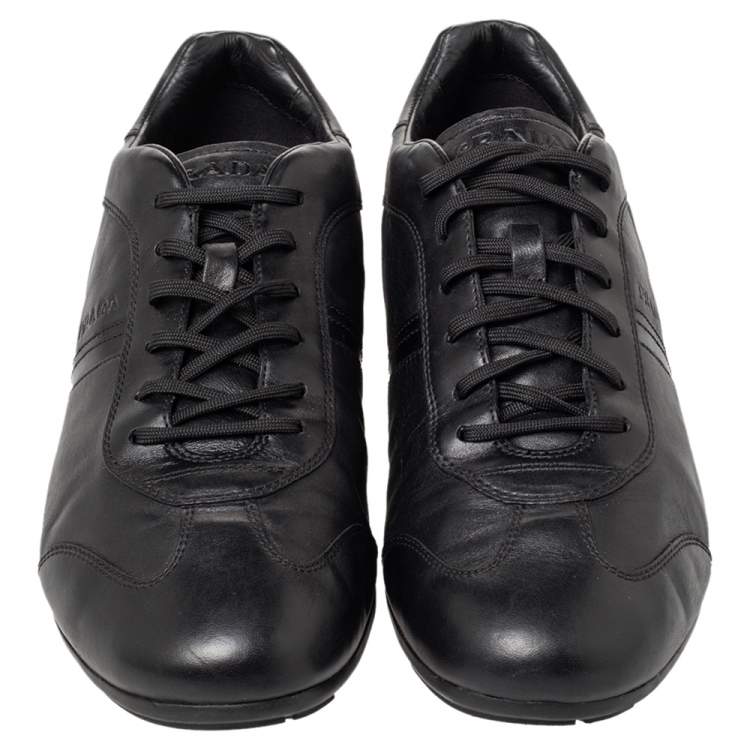 Pre Owned Prada Sport Black Leather Low Top Sneakers Size 45
