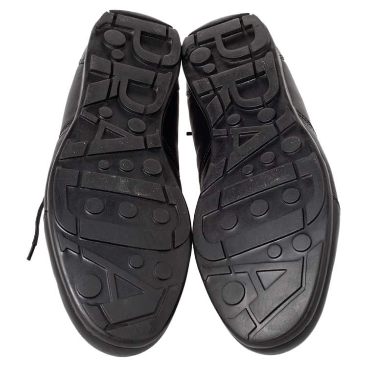 Pre Owned Prada Sport Black Leather Low Top Sneakers Size 45