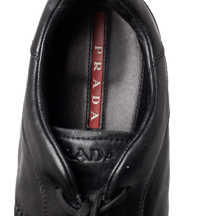 Pre Owned Prada Sport Black Leather Low Top Sneakers Size 45