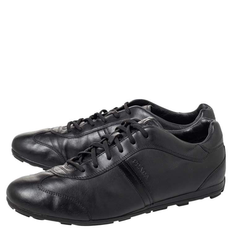 Pre Owned Prada Sport Black Leather Low Top Sneakers Size 45