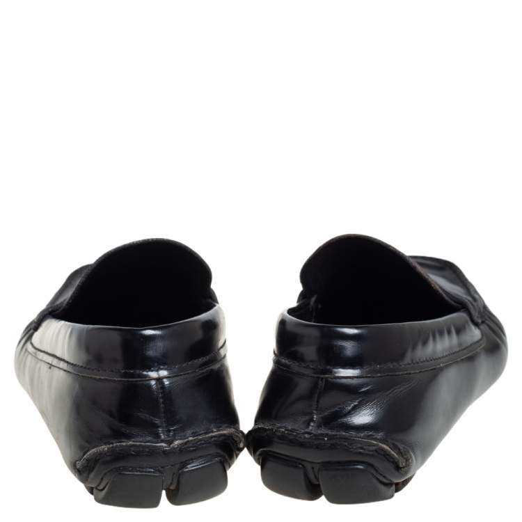 Pre Owned Prada Black Leather Penny Slip On Loafers Size 42.5