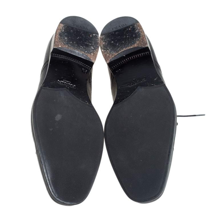 Pre Owned Prada Black Saffiano Leather Lace Up Oxfords Size 43.5