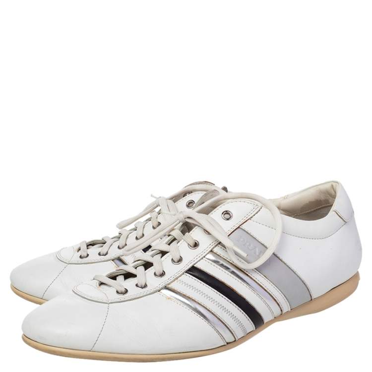 Pre Owned Prada White Leather Low Top Sneakers Size 44