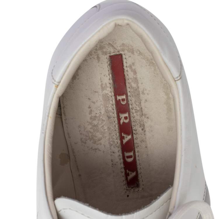 Pre Owned Prada White Leather Low Top Sneakers Size 44