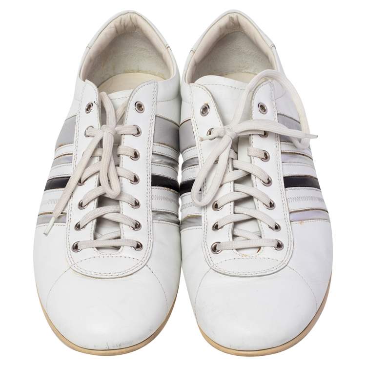 Pre Owned Prada White Leather Low Top Sneakers Size 44