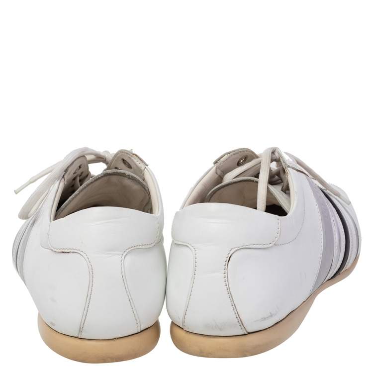 Pre Owned Prada White Leather Low Top Sneakers Size 44